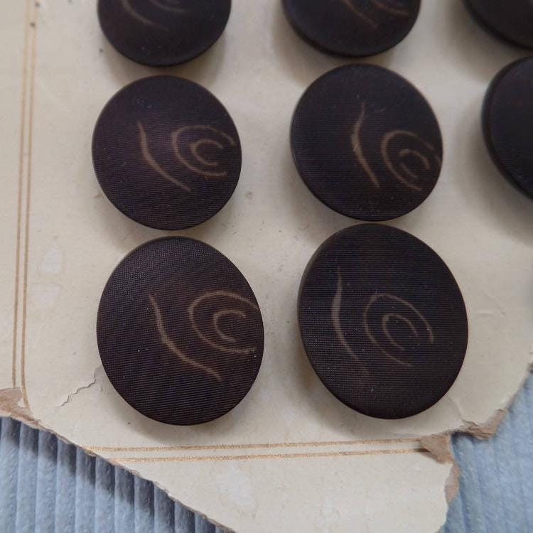 Vintage Tagua Nut Buttons, Brown Embossed Self Shank Buttons, Sewing ...