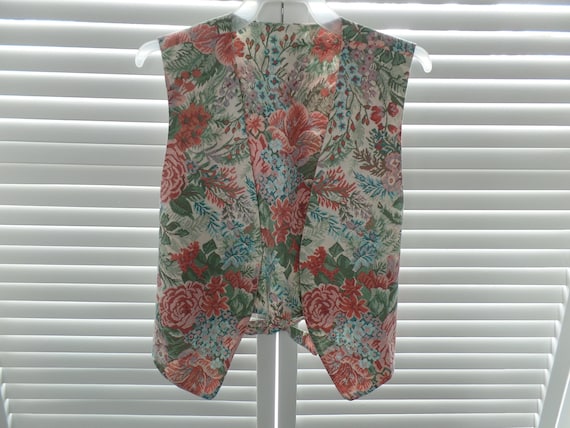 Vintage Girl's Floral Weskit Vest, Jacquard Look … - image 1