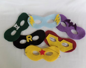 8 Handmade Felt Kid's Superhero Masks, Birthday Parties, Halloween Costumes, Children's Dress Up Play, Pretend Games