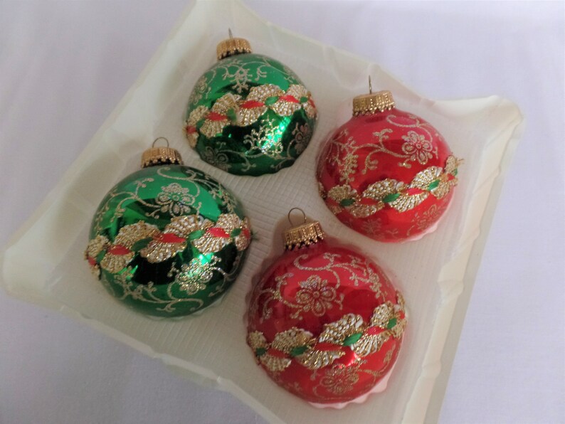 Vintage Christmas Tree Ornaments by Krebs Red and Green Set Etsy