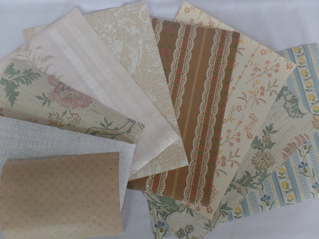 Vintage Wallpaper Scraps Remnants 9 Pack Variety Pretty Paper
