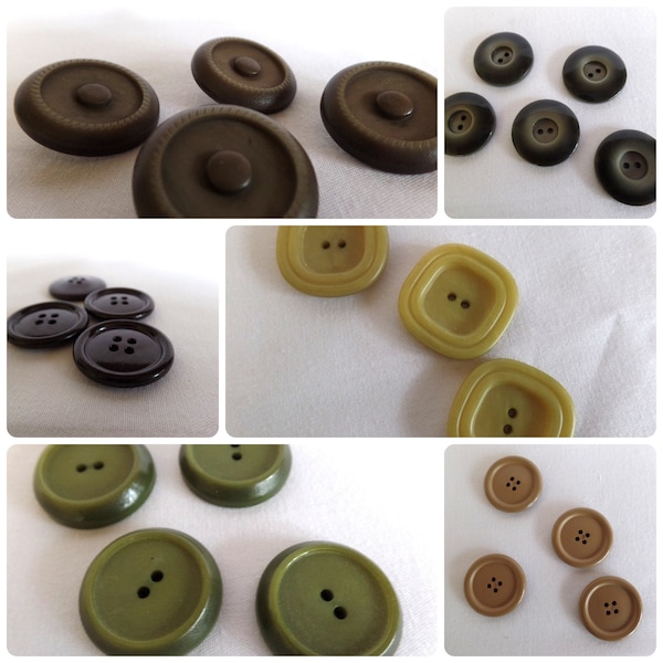 Large Vintage Buttons CHOICE, for Sweaters, Coats, Bulky Clothes, Gold Olive Tan Brown Bronze Black, Medium and Large