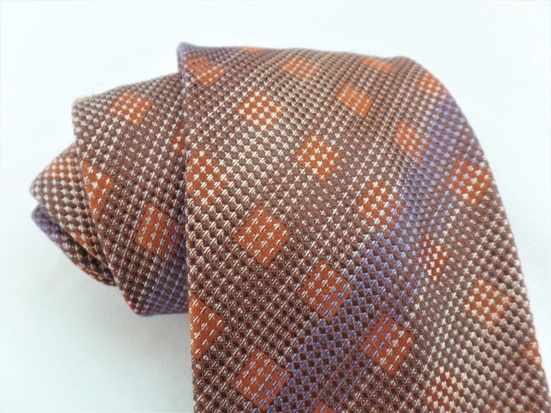 Men/'s Necktie Gift for Him 4 inch Neck Ware Vintage Alfani Silk Tie Clothing Accessory Purple Brown