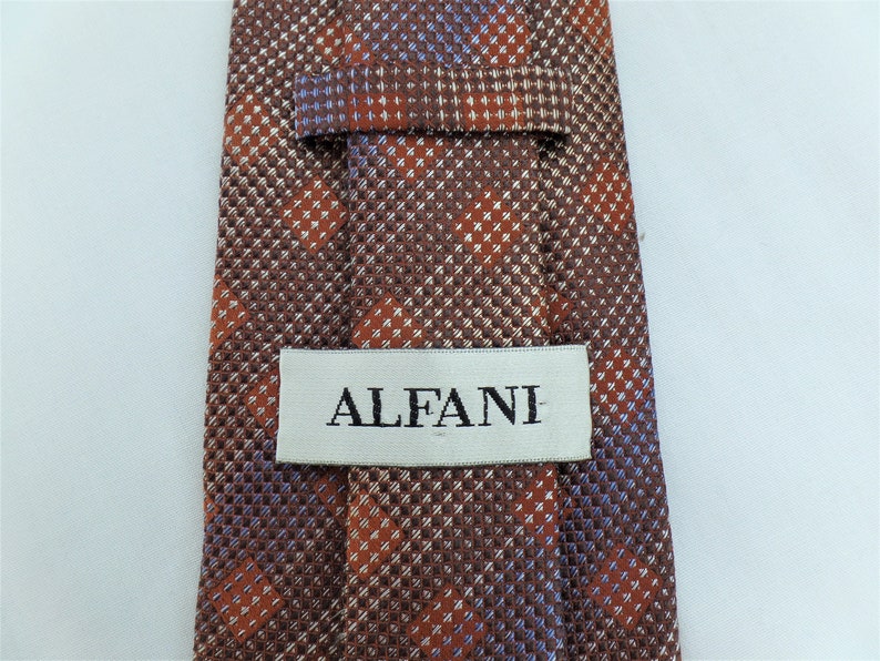 Men/'s Necktie Gift for Him 4 inch Neck Ware Vintage Alfani Silk Tie Clothing Accessory Purple Brown