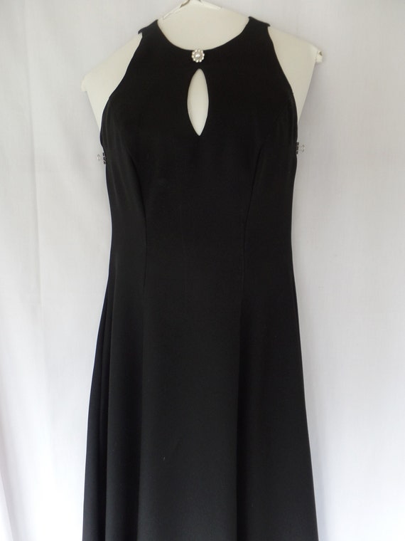 Vintage Classic Black Formal Prom Gown, Keyhole N… - image 1