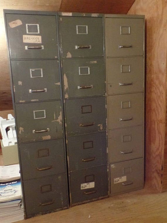 Filing Cabinets 2 Vintage Industrial Five Drawer Steel Etsy