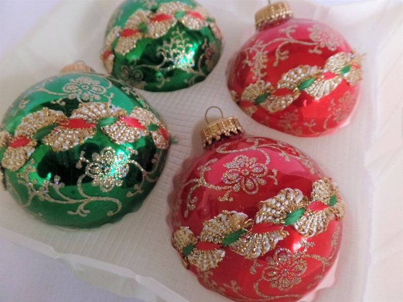 Vintage Christmas Tree Ornaments by Krebs Red and Green Set Etsy