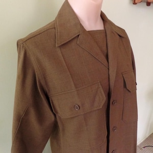 Vintage WWII Wool Olive Drab U.S.A Military Service Army Shirt Jacket World War 2 Collectible Clothing Memorabilia 1940&#39;s
