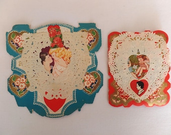 Tarjetas de San Valentín vintage de los años 30 y 40, tapetes desplegables, scrapbooking, corazones románticos, efímeras