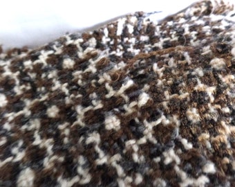 Vintage Brown White Gray Wool for Crafts, Scrap Salvage Sewing Remnant Crafting Destash, Great for Stuffed Animals