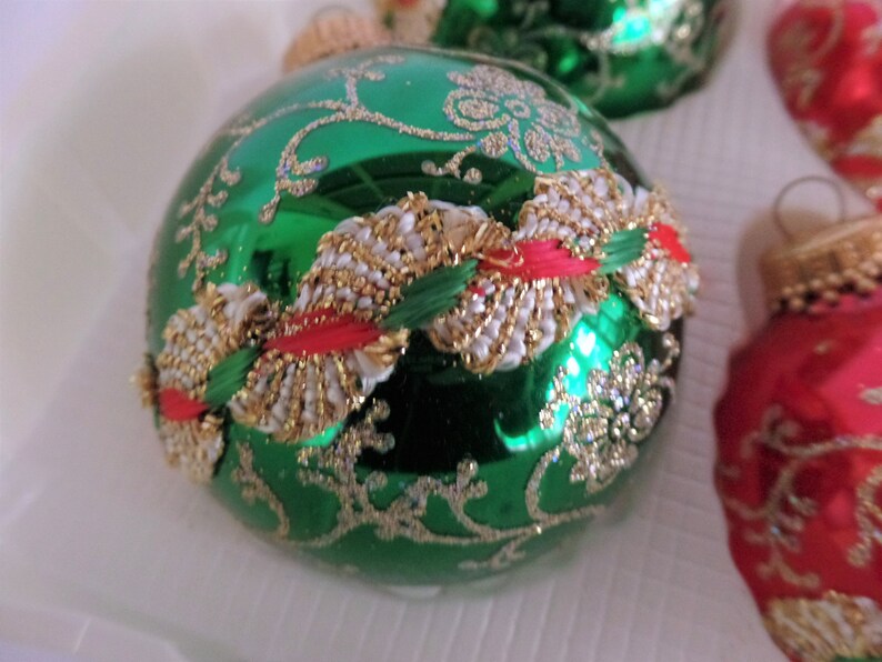 Vintage Christmas Tree Ornaments by Krebs Red and Green Set Etsy