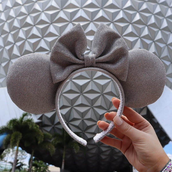 Silver Sparkly Minnie Mouse Ears | Princess Cinderella Minnie Ears