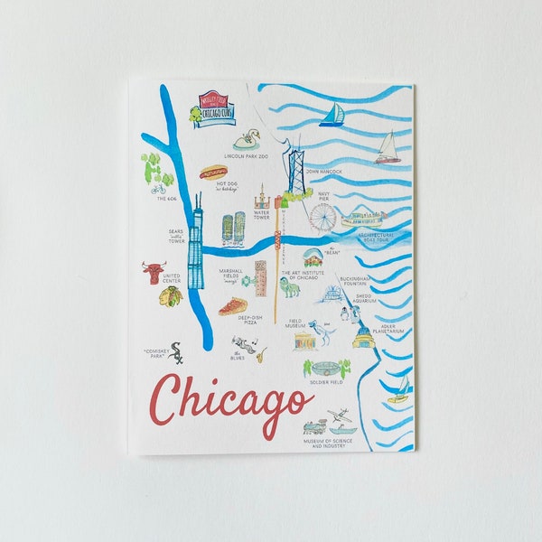 Chicago Illustrated Map Notecards