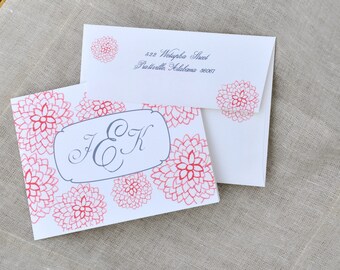 Personalized Stationery with Hand-Painted Flower