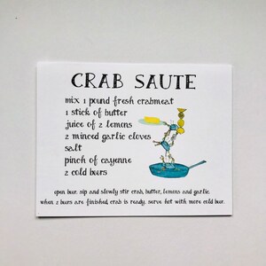 Cartes colorées de recette de sauté de crabe côtier