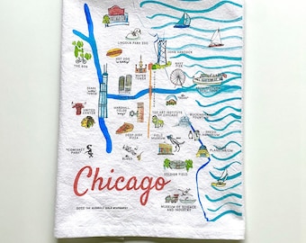 Chicago Map Tea Towel