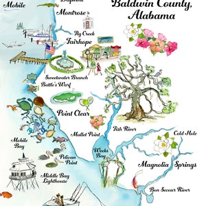 Cartão do mapa do condado de Baldwin, Alabama