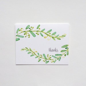Floral groen Vine Bedankt"" Notitiekaarten