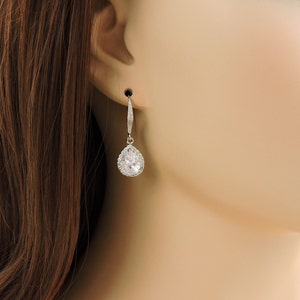 Cubic Zirconia Teardrop Bridal Earrings Crystal Teardrop Bridal Earrings Cubic Zirconia Bridal Jewelry Diamond CZ Earrings Pear CZ Earrings