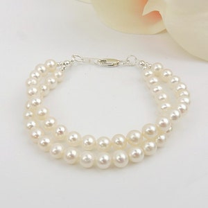 2 Strand AAA Freshwater Pearl Bridal Bracelet 2 Strand Real Pearl Bridal Bracelet Mother Of The Bride Bracelet