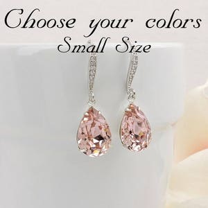 Small Vintage Rose Crystal Teardrop Bridal Earrings Crystal Blush Bridal Earrings Bridesmaid Earrings Bridesmaid Gift Morganite Earrings