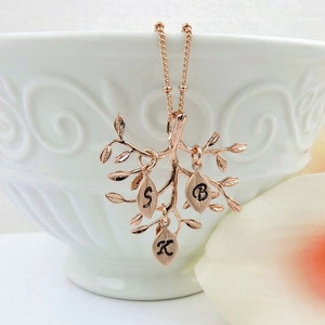 FREE US Ship Rose Gold  Family Tree Necklace Personalized Tree Of Life Necklace Custom Mother Of The Bride/Groom Gift Grandmother Gift