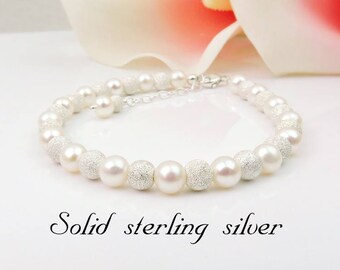 AA Freshwater Pearl And Sterling Silver Stardust Bridal Bracelet Sterling Freshwater Pearl Bridesmaid Bracelet Bridesmaid Gift