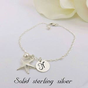 Sterling Silver Starfish Bracelet Personalized Starfish Bridesmaid Bracelet Beach Wedding Custom Starfish Bridesmaid Gift
