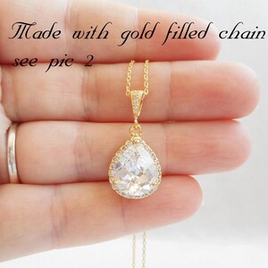 Gold Zirkonia Träne Braut Halskette CZ Träne Braut Halskette Brautjungfer Geschenk Gold Cz Brautjungfer Halskette