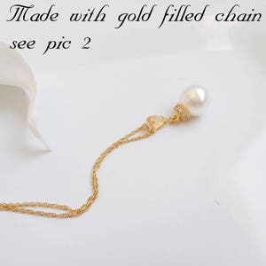 FREE US Ship Gold Pearl And CZ Bridal Necklace Pearl Solitare Bridal Necklace Gold Filled Cz Bridal Necklace Swarovski Pearl Bridal Necklace