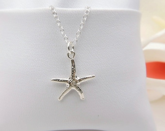 Tiny Sterling Silver Starfish Necklace Minimalist Starfish Necklace Dainty Starfish Layering Necklace Bridesmaid Necklace