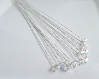 10" 12 Piece Crystal Bouquet Pins, Crystal Bouquet Jewelry, Crystal Bouquet Accessories, Choose Your Color