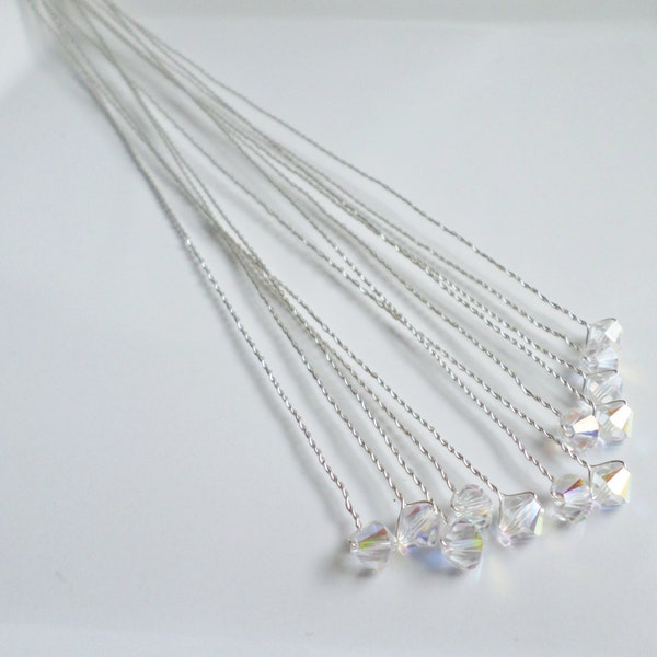 10" 12 Piece Crystal Bouquet Pins, Crystal Bouquet Jewelry, Crystal Bouquet Accessories, Choose Your Color