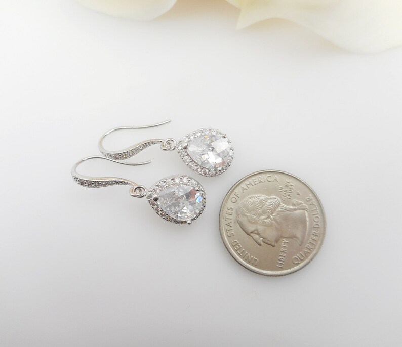 Cubic Zirconia Teardrop Bridal Earrings Crystal Teardrop Etsy