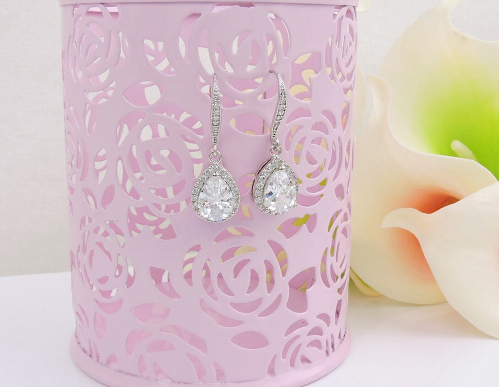 Anzor Jewelry - Russian Style Genuine Cubic Zirconia Earrings In 18k - Foto 13