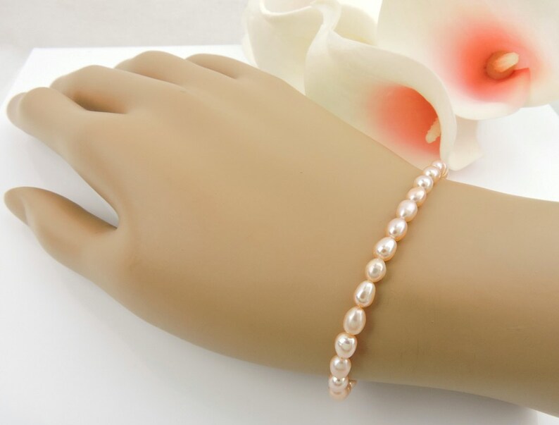 Blush Pink Freshwater Pearl Flower Girl Bracelet Real Pearl Etsy
