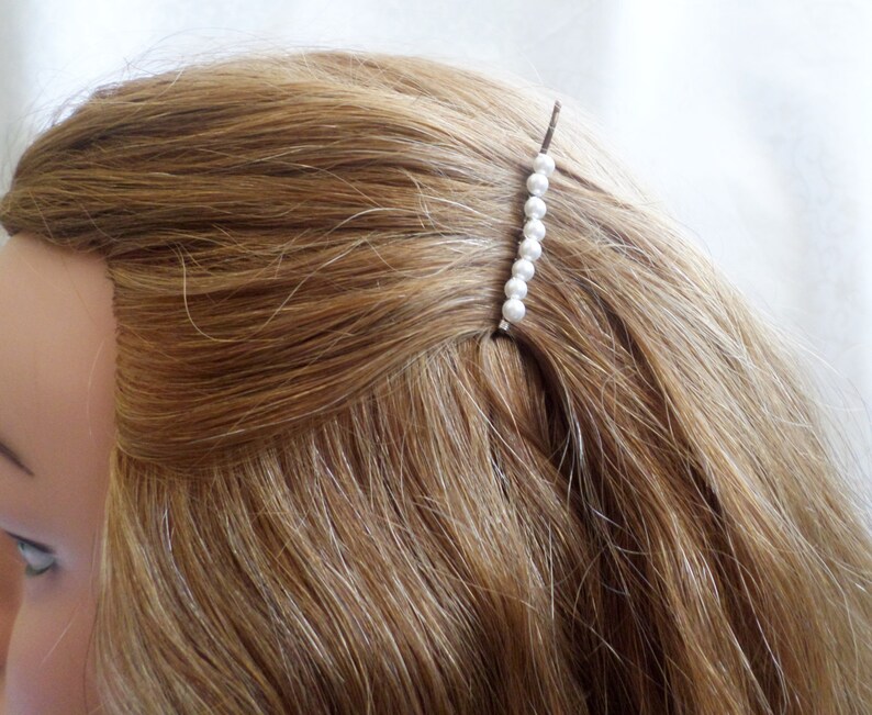 Crystal Pearl Bridal Bobby Pins 6 Piece Pearl Bridal Bobby Pins Bridesmaid Hair Accessories Bridesmaid Gift 画像 4