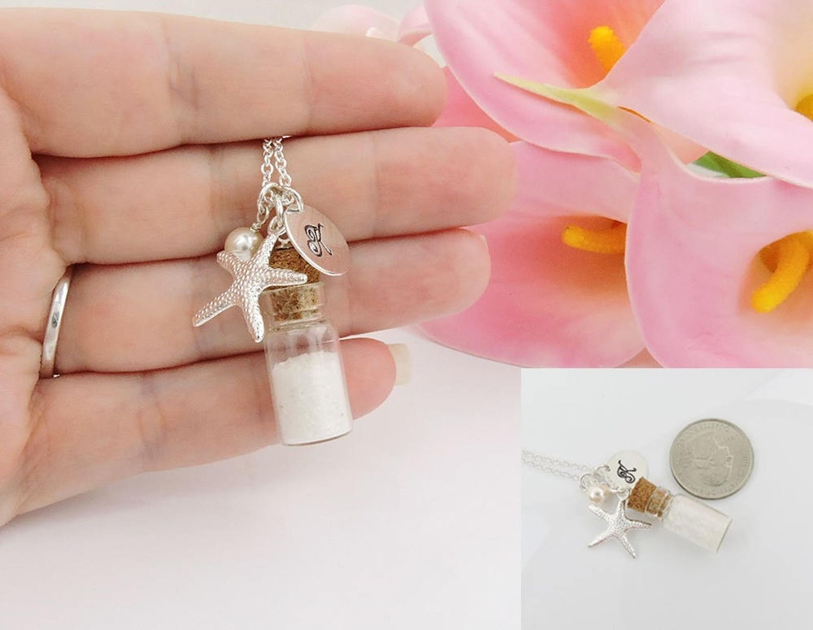 Set Of 3 Sand Bottle Charm Necklace 3 Personalized Sand Etsy