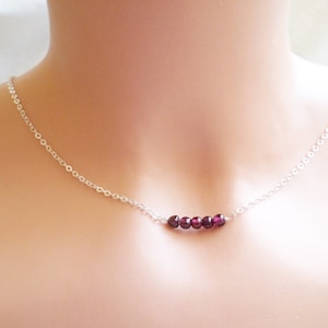 Pomegranate Garnet Necklace On Sterling Chain Smooth Round Garnet Necklace Minimalist Necklace Gemstone Layering Necklace