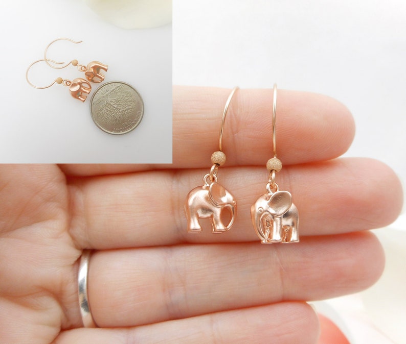 Little Matte Elephant Earrings Matte Rose Gold Elepant Etsy