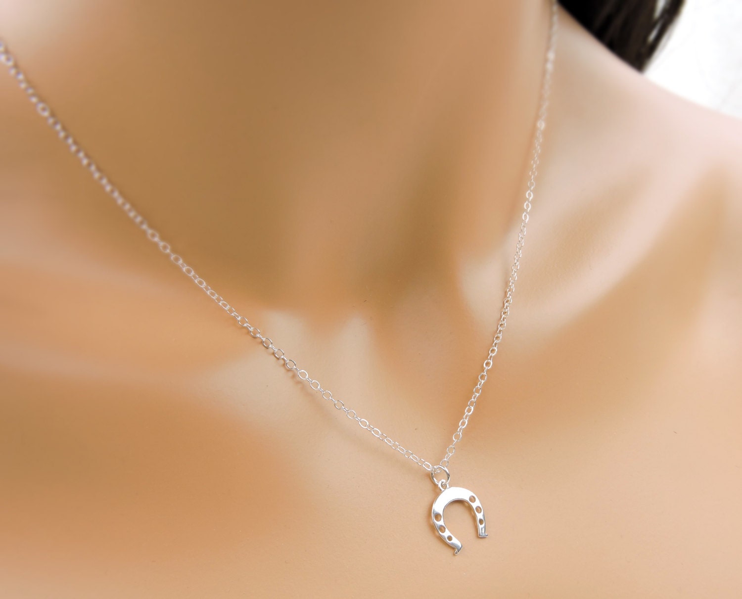Sterling Silver Horseshoe Necklace Minimalist Horseshoe Etsy