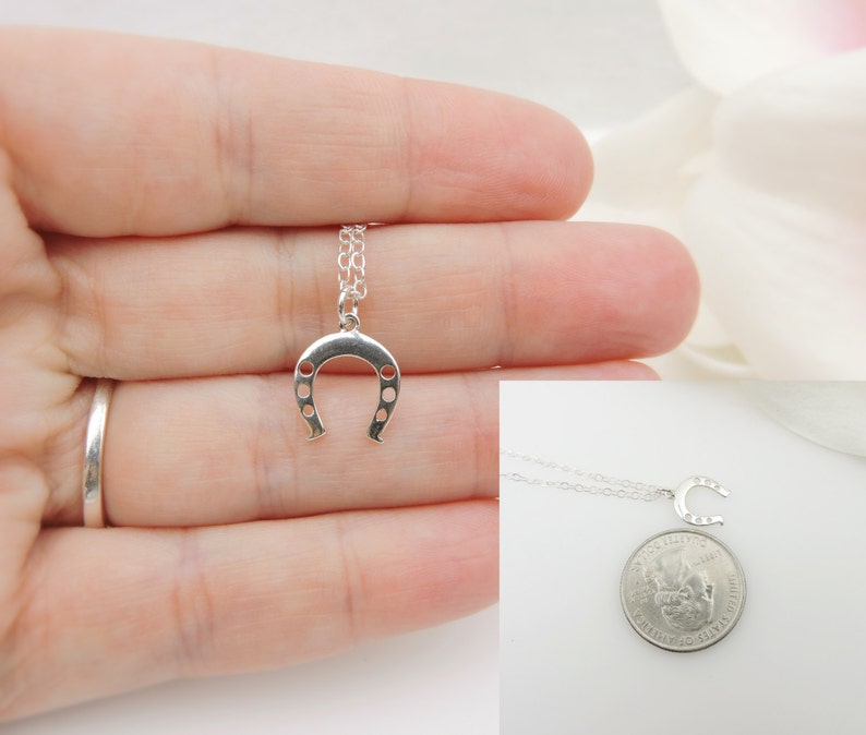 Sterling Silver Horseshoe Necklace Minimalist Horseshoe Etsy