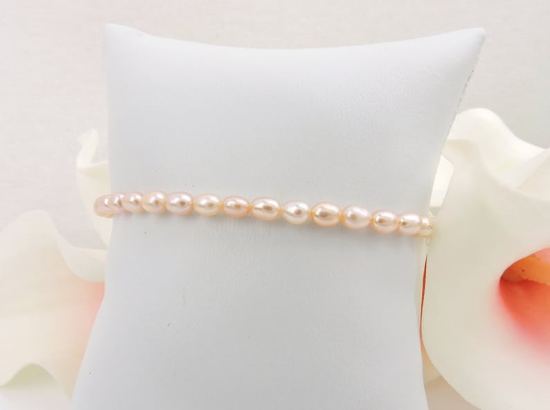 Blush Pink Freshwater Pearl Flower Girl Bracelet Real Pearl Etsy