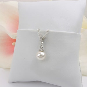 Pearl CZ Flower Girl Necklace Pearl Solitare Flower Girl Necklace Flower Girl Gift Miniature Bride Necklace Junior
