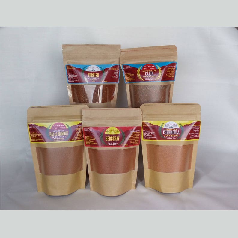 Variety pack of 5 different blends Ras al Hanout, Cajun, Tagine, Turkish and Berberay. image 1