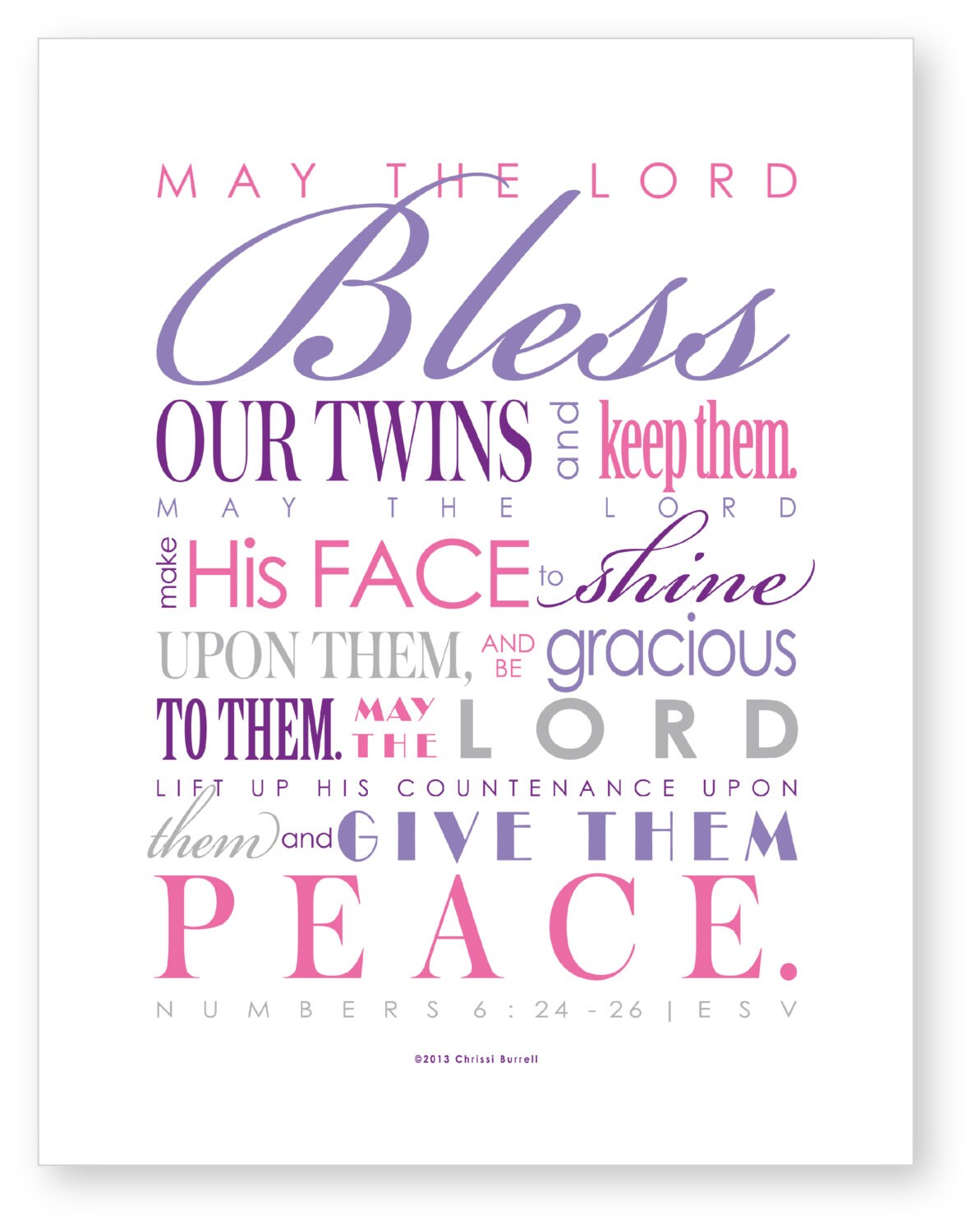 TWINS Baptism Gift Twin Girls Scripture Art Nursery Decor Etsy