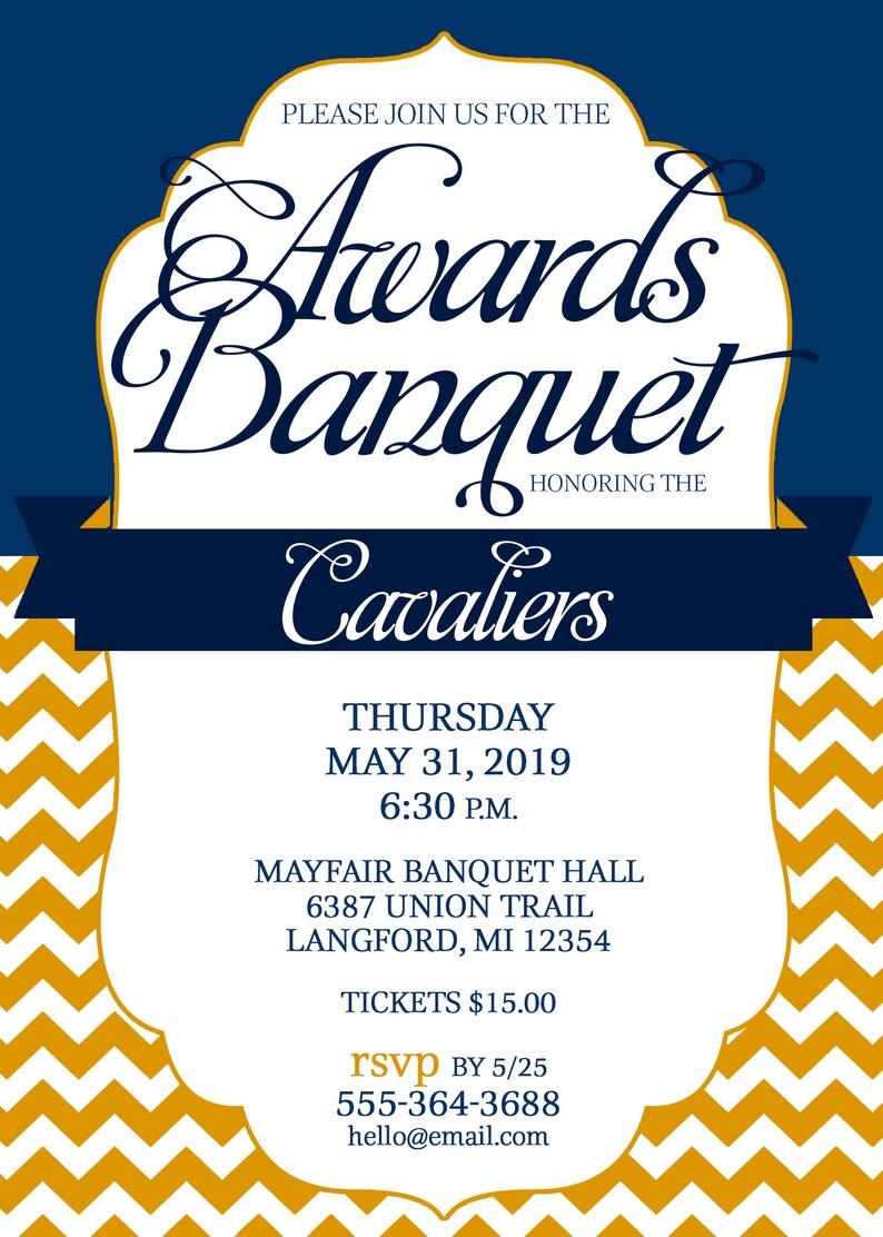 Sports Banquet Invitation Printable Choose Your Colors Etsy