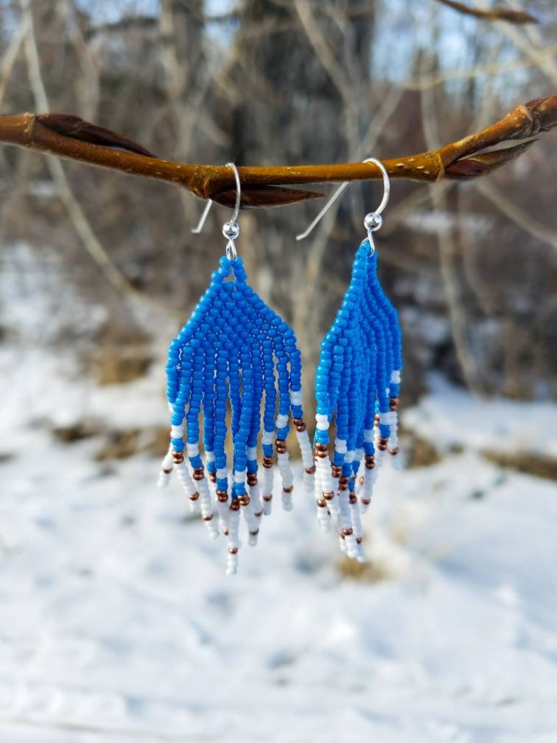 Denim Blue Seed Bead Earrings