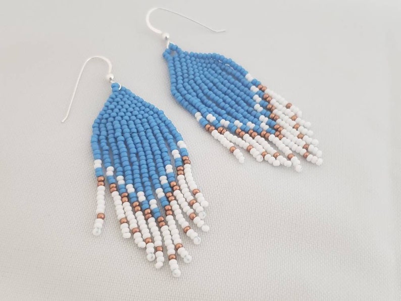 Denim Blue Seed Bead Earrings