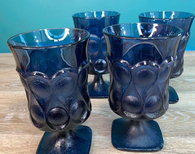 Vintage Noritake Spotlight Blue Glass Stemware Set of FOUR Etsy
